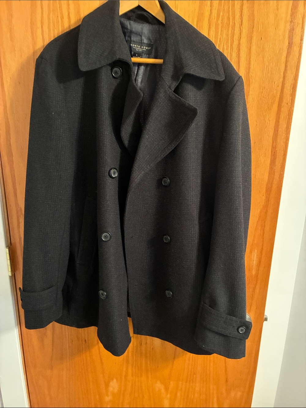 Giorgio Armani Men's Black Double-Breasted Pea Coat